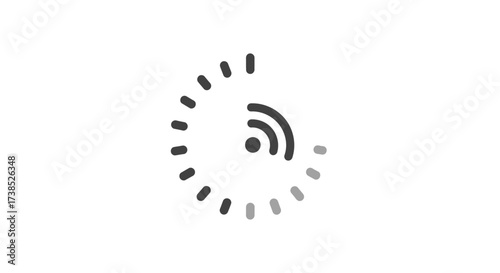 Minimalist Wifi Icon with Loading Circle Indicator for Connectivity Concepts and Technology Design