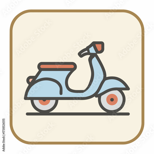 Minimalist Scooter Icon in Subtle Colors