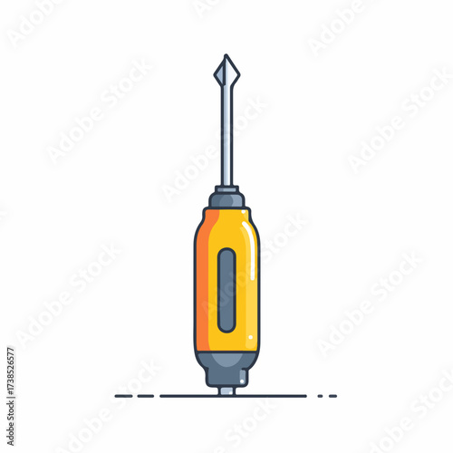 Screwdriver Monoline Flat Icon Tool Design