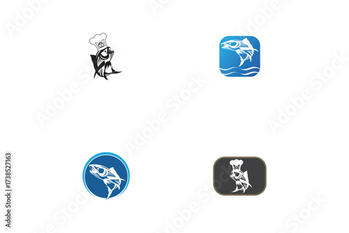 Modern Fish and Shark Logo Set for Fishing, Marine, and Seafood Branding