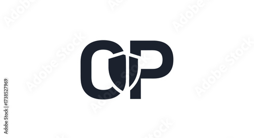 Modern initial OP logo with a shield, vector illustration for branding security company