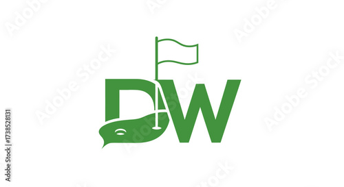 Innovative and Creative Golf Course Design Logo with Letter DW Symbol Representation