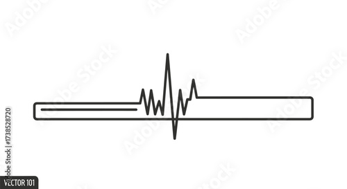Stylized vector illustration depicting a heartbeat rhythm with progress bar concept