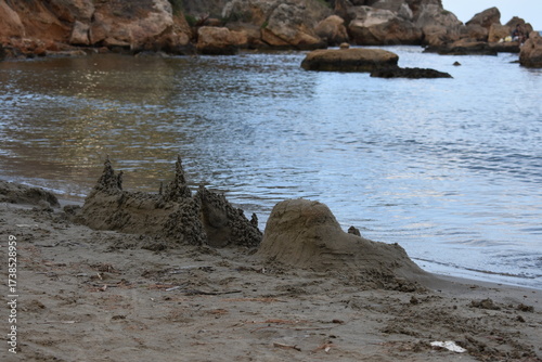 Sand castle made of wet sand
