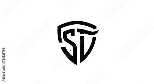 Elegant logo design featuring the intertwined letters ST within a stylized shield emblem Free Download Elegant logo design featuring the intertwined letters ST within a stylized shield emblem - GFXLoad