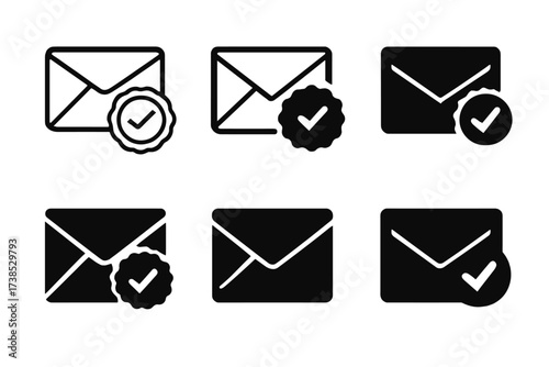 Mail Logo Variations. Sorting mail. Set Logo of sorting mail: envelope seal. harmonious logo variations of the same emblematic concept, each with different
