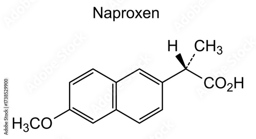 Chemical structure of naproxen, drug substance