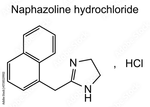 Chemical structure of naphazoline hydrochloride, drug substance