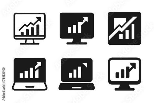 Modern Trading Logos. The role of technology in modern trading platforms. Set Logo of The role of technology in modern trading platforms: Stock