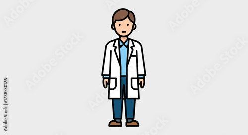 Illustration of a Medical Professional A Detailed Vector Graphic of a Doctor in a Lab Coat
