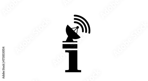 Abstract representation of communication technology with a satellite dish on number one