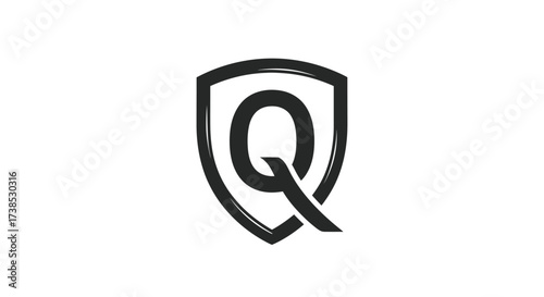 Elegant letter Q logo design with shield in a modern style for security or initial brand identity