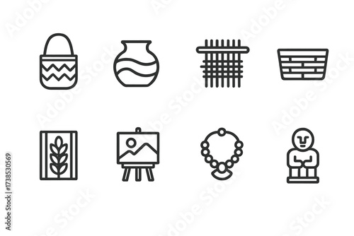 Colombian Icon Set. Outline icon set of Colombian food: bandeja paisa, empanada, ajiaco soup, arepa, tamal, tropical fruits, coffee beans, panela. Line icons