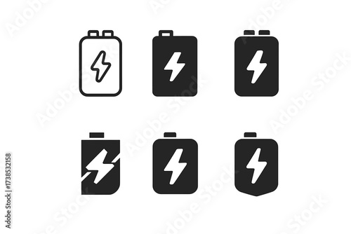 Modern Power Bank Logos. Portable chargers. Set Logo of modern tech: compact power bank. harmonious logo variations of the same emblematic concept, each with