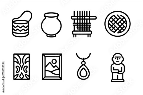 Colombian Icon Set. Outline icon set of Colombian food: bandeja paisa, empanada, ajiaco soup, arepa, tamal, tropical fruits, coffee beans, panela. Line icons