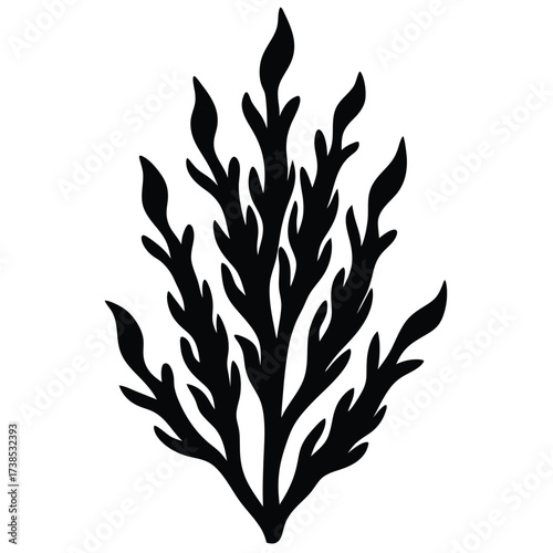 simple silhouette of underwater kelp on white background