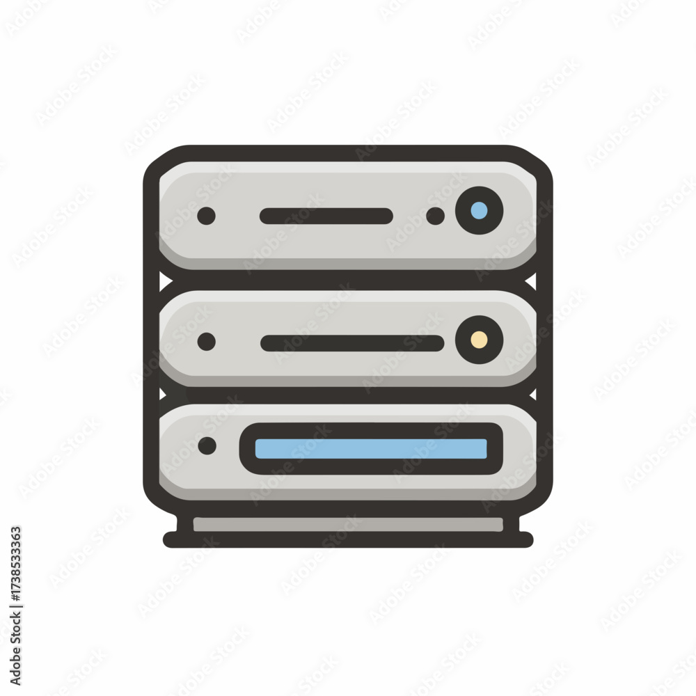 Obraz premium Minimal Server Thin-Line Icon Design