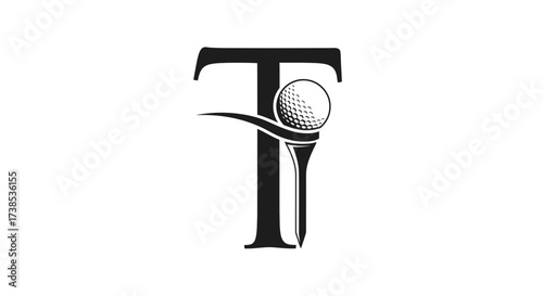 Elegant golf logo design featuring the letter T integrated with a golf ball and tee