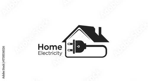 A Minimalist Home Electricity Logo Design Showcasing Power and Connectivity in Black and White