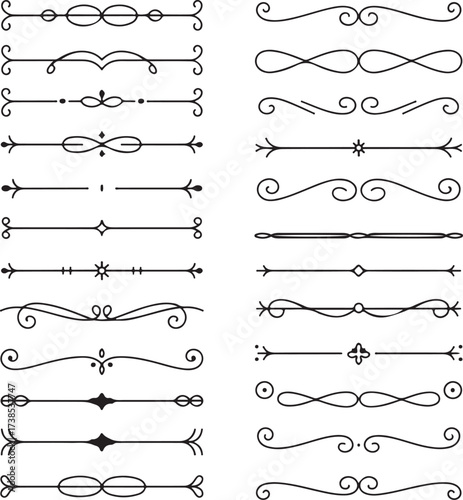 Decorative Dividers and Separators. Line Decoration Elements for Invitations.