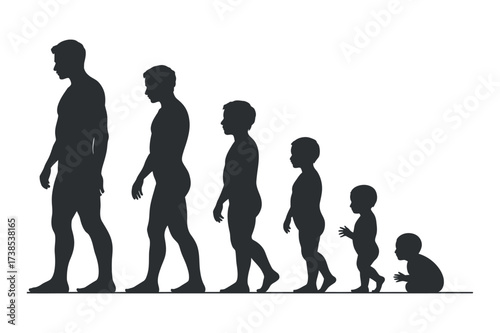 Human Evolution Stages Silhouette on Transparent Background