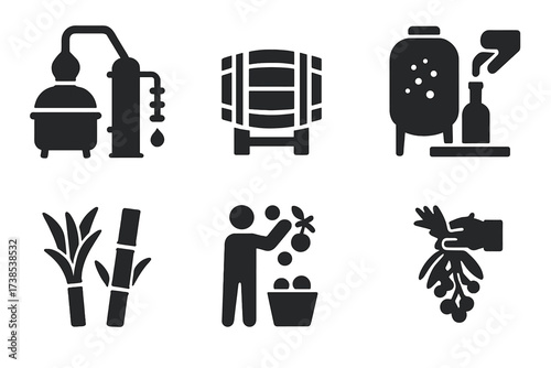 Liqueur Production Icons.
