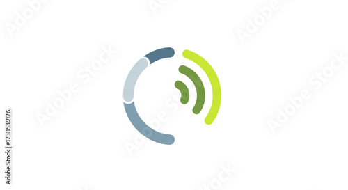 Modern communication signal logo design with rounded line and arc for technology concept