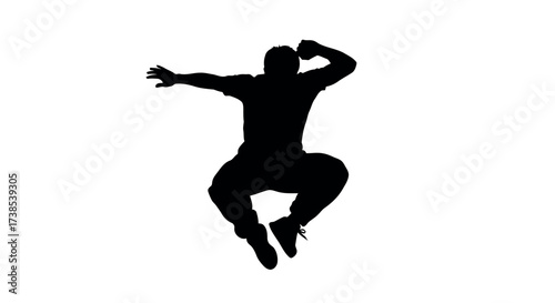 Silhouette of a man jumping in a dynamic pose action