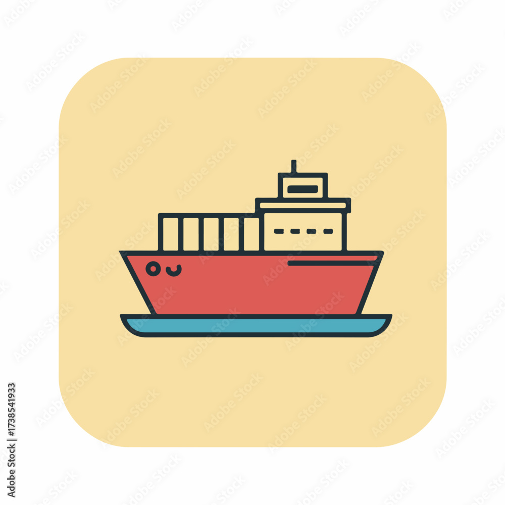 Fototapeta premium Simple Ship Icon in Minimalist Style
