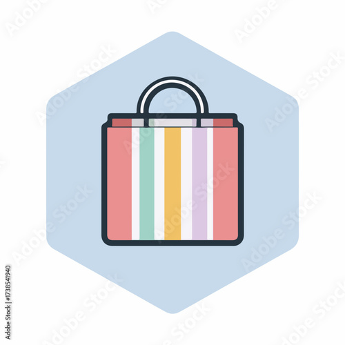 Elegant Shopping Bag Icon in Pastel