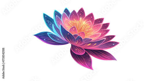 Png fantasy flower neon art illustration isoled background
