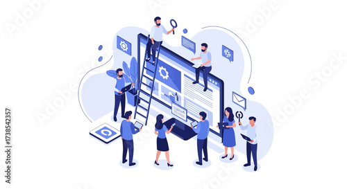 Agile Development Team Collaborating on a Digital Project Using Modern Technology and Strategy Tools to Achieve Business Goals