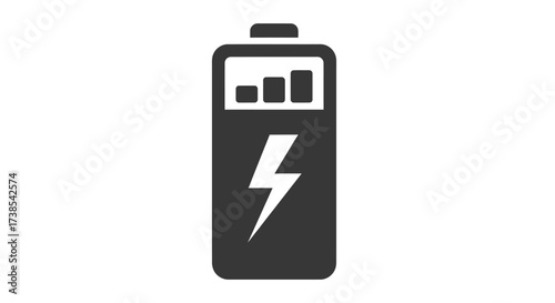 Battery Icon with Lightning Bolt Symbolizing Energy and Power Source Representation