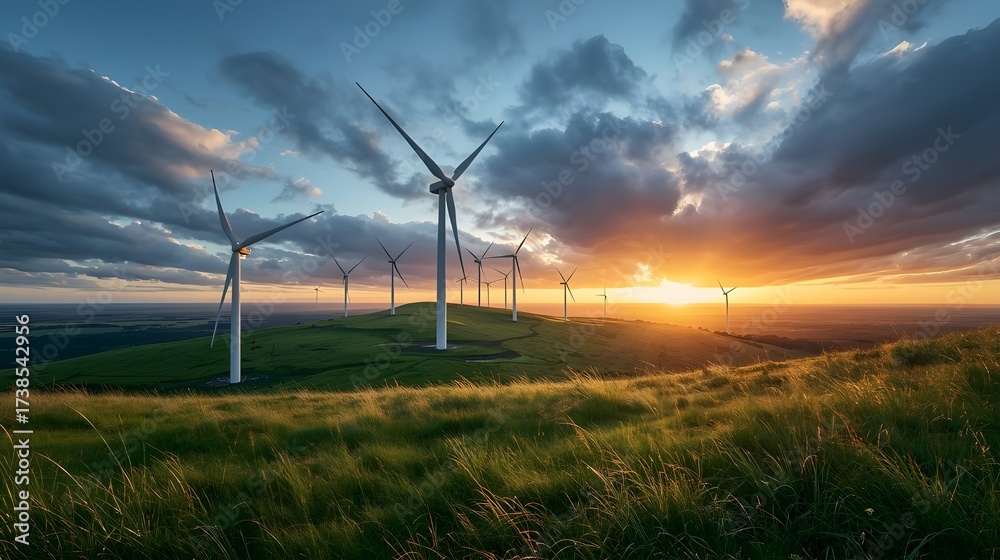 Obraz premium wind turbines in the field