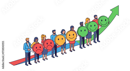 Customer Satisfaction Improving Over Time Business Growth and Positive Feedback Analysis Concept