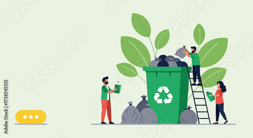 Recycling team working together to sort waste and promote environmental sustainability for a greener future