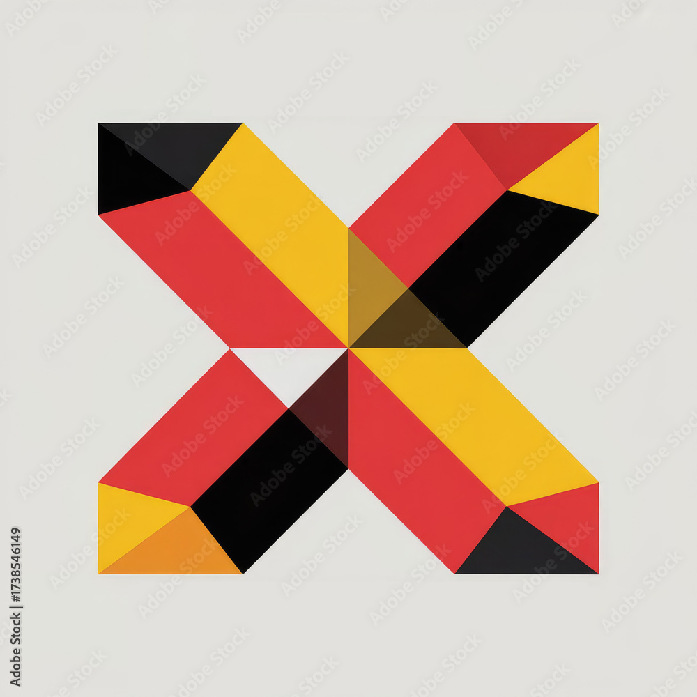 Obraz premium Geometric abstract composition with circles squares and rectangles in warm colors pattern shape 