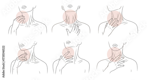 Visual guide to lymphatic drainage massage techniques for the neck and upper chest area illustrating improved circulation and reduced swelling
