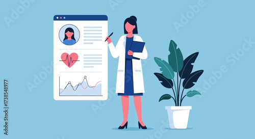 A dedicated medical professional analyzes patient health data on a digital screen displaying vital signs and graphs for better healthcare outcomes
