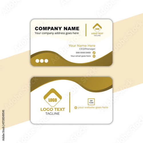 Elegant business card template with golden accents for luxury branding and professional corporate identity design