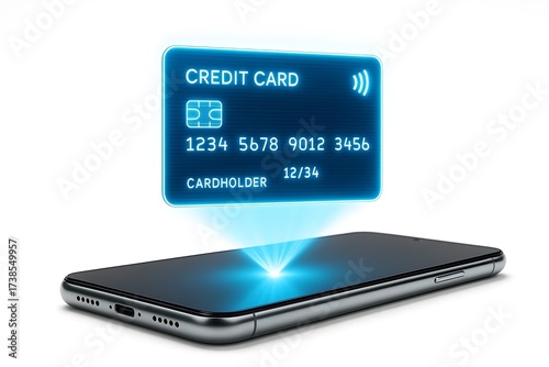 Digital holographic credit card on smartphone for fintech innovation