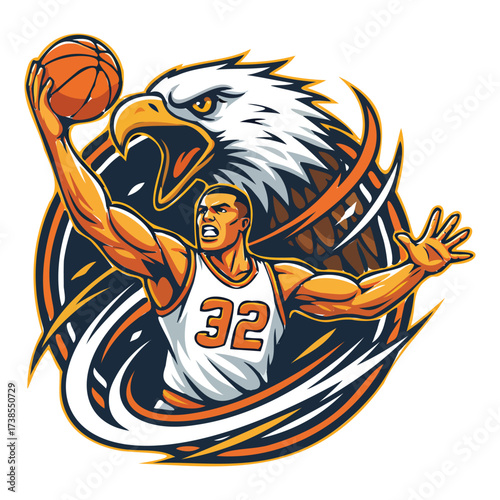 Eagle Basketball Player Mascot Vector