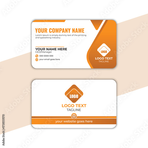 Modern business card template with orange accents for stylish professional branding and corporate identity design