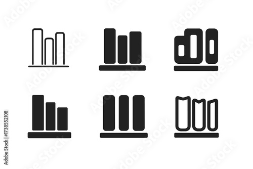 Library Logo Designs. Designing a home library or reading nook. Set Logo of Designing a home library or reading nook: Bookshelf. harmonious logo variations of
