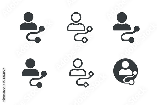 Diverse Logo Designs. Customer journey map. Set Logo of Customer journey map: Customer avatar. harmonious logo variations of the same emblematic concept, each