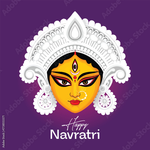 Illustration of goddess durga for the hindu festival of navratri, a ninenight celebration honoring the divine feminine, with intricate details and vibrant colors