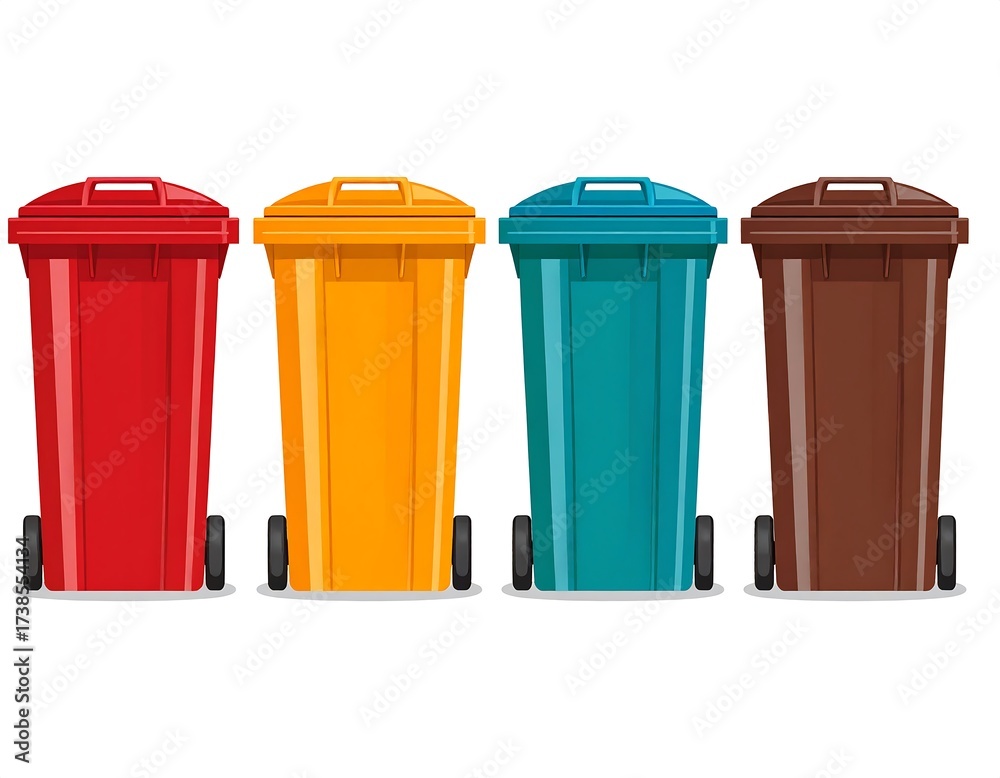 custom made wallpaper toronto digitalFour Colored Recycling Bins.