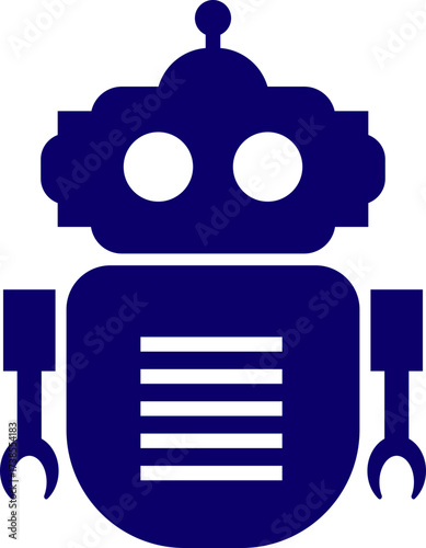 Retro robot icon in flat style vector of vintage androids, droids, bots, cyborgs, mechanical machines and humanoid robots.