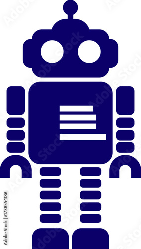 Retro robot icon in flat style vector of vintage androids, droids, bots, cyborgs, mechanical machines and humanoid robots.