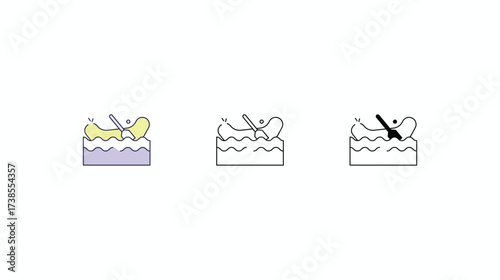 Rafting icons vector set color line glyph line icons stock illustration